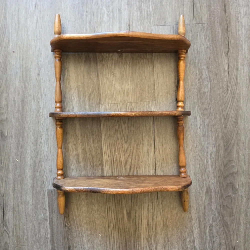 VTG Multi Configuration Spindle Wood Wall Shelves Knick Knack Display Cottage